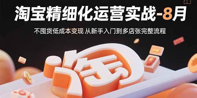 （15739期）淘宝精细化运营实战-8月：不囤货、低成本赚钱，从新手小白到开多店的全套流程-安索博客网