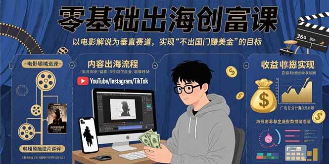（15709期）零基础出海赚钱课：靠电影解说赚美金，人在国内就能搞-安索博客网