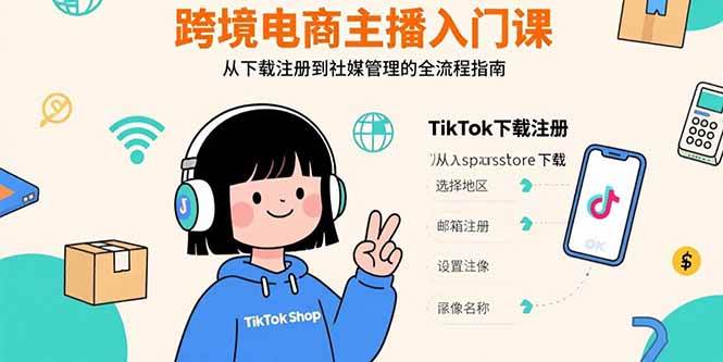 （15708期）跨境电商主播入门课，TikTok下载注册，支付工具配置，社媒账号管理一条龙-安索博客网