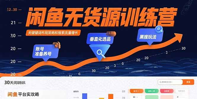 闲鱼无货源训练营：账号养号、垂直选品、黑搜玩法，零基础30天就能赚钱-安索博客网