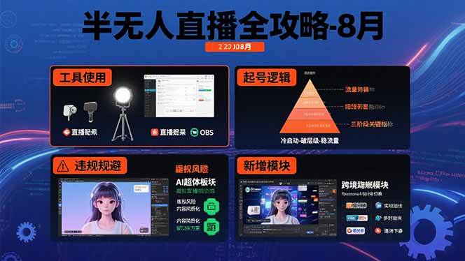 （15669期）半无人直播全攻略-8月：工具怎么用、号怎么起、违规怎么躲，还加了AI超体和跨境新玩法-安索博客网