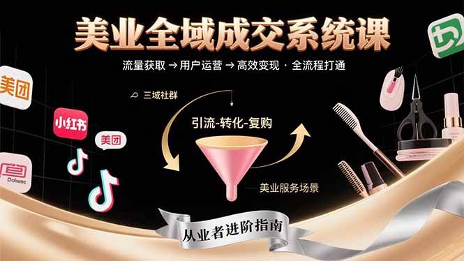 美业全域成交系统课：手把手教你从引流到赚钱-安索博客网