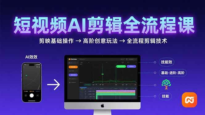 （15647期）短视频AI剪辑技能，从剪映基础操作到高阶创意玩法，全流程剪辑技术-安索博客网