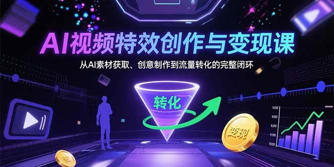 AI视频特效赚钱课：从搞素材到流量变现，一条龙搞定-安索博客网