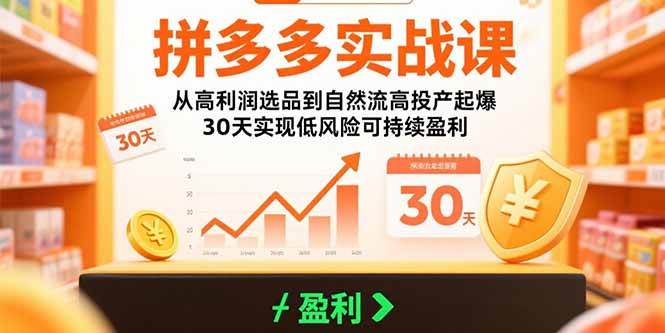 拼多多实战课：轻松选对高利润品，自然流量爆单，30天稳赚不亏-安索博客网