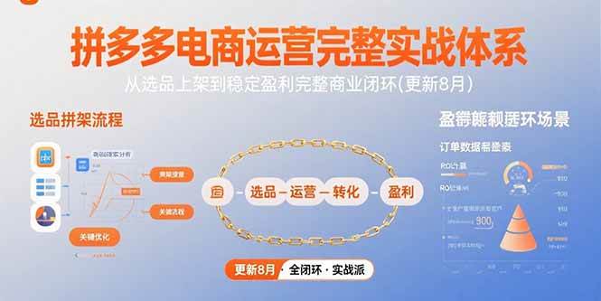 （15579期）拼多多电商运营全套实战攻略，从选品上架到稳稳赚钱的完整闭环（8月更新版）-安索博客网