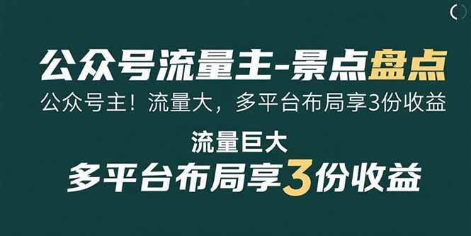 公众号流量主新玩法 – 景点盘点，流量爆棚，多平台赚3份钱-安索博客网