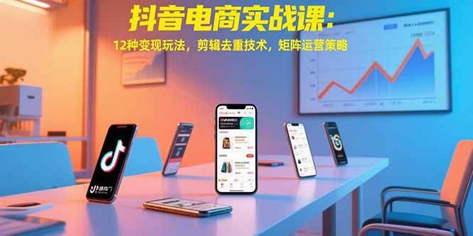 抖音电商实战课：12种赚钱路子，剪辑防搬运技巧，矩阵运营玩法-安索博客网
