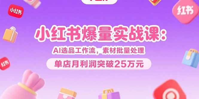 小红书搞钱实操课：用AI选品+批量做素材，单店月利润冲25万+-安索博客网