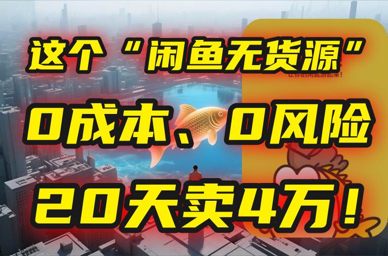 别再瞎忙活啦！这个“闲鱼无货源”玩法，零成本零风险，我20天赚了4万！-安索博客网
