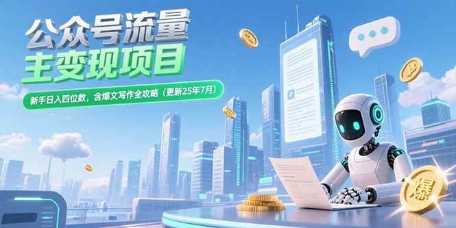 公众号流量主变现项目，新手也能日赚四位数，爆文写作全攻略（更新到25年7月）-安索博客网