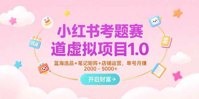 小红书考题虚拟项目1.0，轻松上手！蓝海选品+笔记矩阵+店铺运营，单号月赚5000+-安索博客网