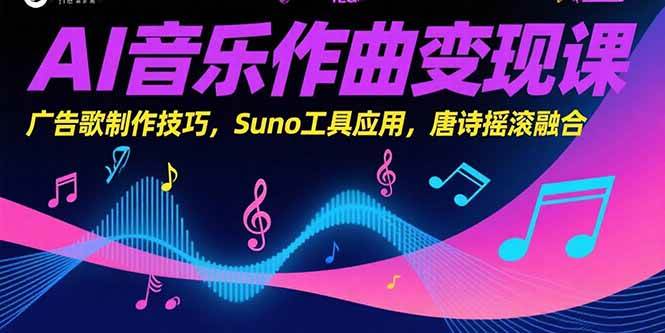 AI音乐赚钱课，零基础也能搞！广告歌、唐诗摇滚，Suno玩出花-安索博客网