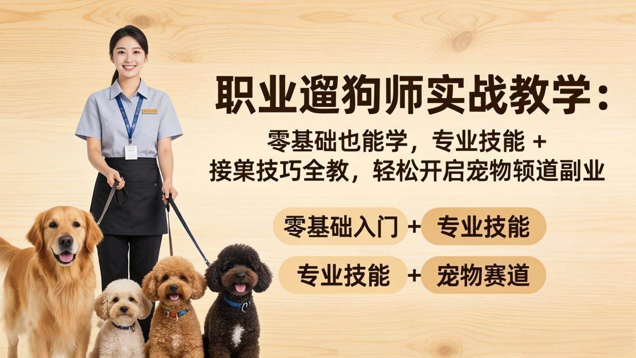 （18115期）职业遛狗师实战教学：零基础也能上手，遛狗技巧+接单秘诀全教，轻松搞个宠物副业-安索博客网