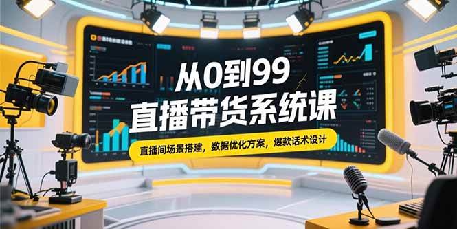 （15362期）0到99直播带货系统课，手把手教你搭直播间、做数据、写爆款话术-安索博客网