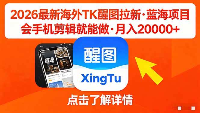 26年海外Tk醒图拉新，蓝海新玩法！手机剪辑就能干，月入2万不是梦-安索博客网