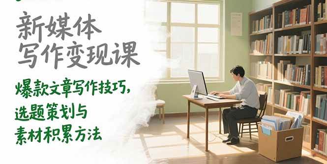 新媒体写作赚钱课，爆款文章怎么写，选题和素材怎么攒-安索博客网