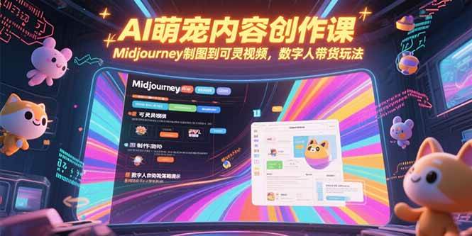 轻松搞钱！AI萌宠内容创作课，从Midjourney画图到可灵视频，数字人带货也能玩-安索博客网