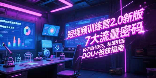 （15255期）短视频训练营2.0新版，7大流量密码/钩子技巧/私域引流/DOU+投放指南-安索博客网