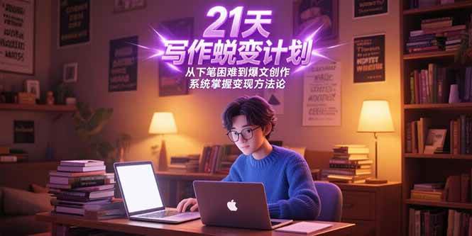 21天写作大变身！从“憋不出一个字”到“爆款随手写”，还能赚钱-安索博客网