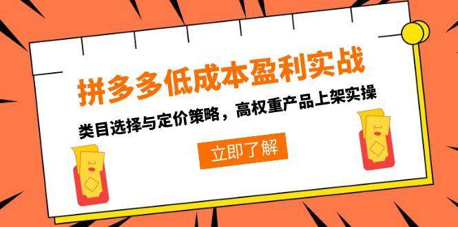 拼多多低成本赚钱秘籍：选对类目、定好价，轻松上架高权重产品-安索博客网
