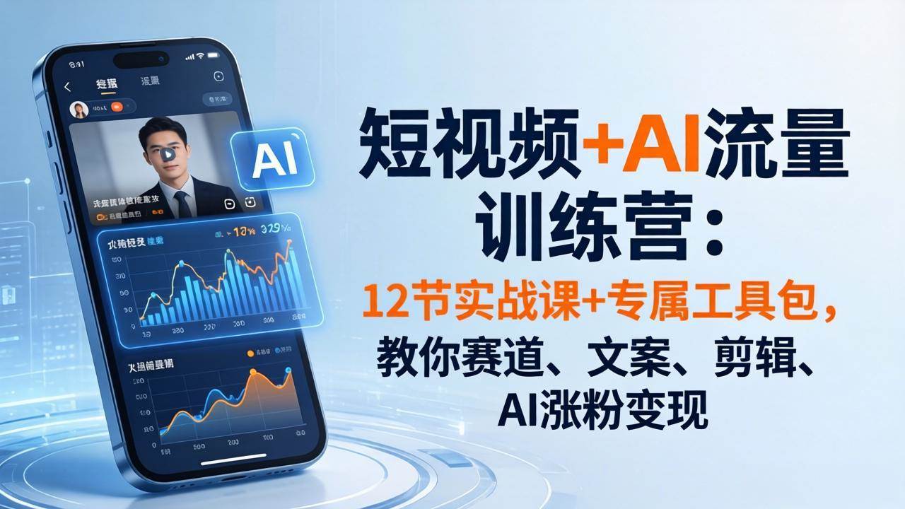 短视频+AI流量训练营：12节实战课+专属工具包，带你搞定赛道、文案、剪辑、AI涨粉和赚钱-安索博客网