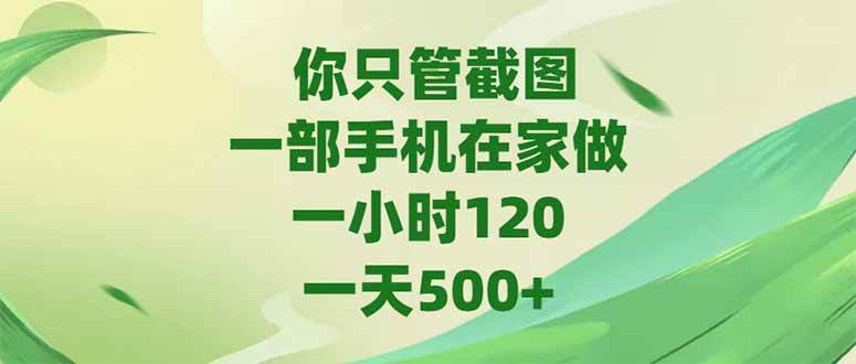 你只负责截图！在家用手机干，一小时赚120，一天搞个500+-安索博客网