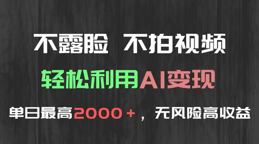不露脸、不拍视频，靠AI轻松变现，单日最高2000+，零风险高利润！-安索博客网