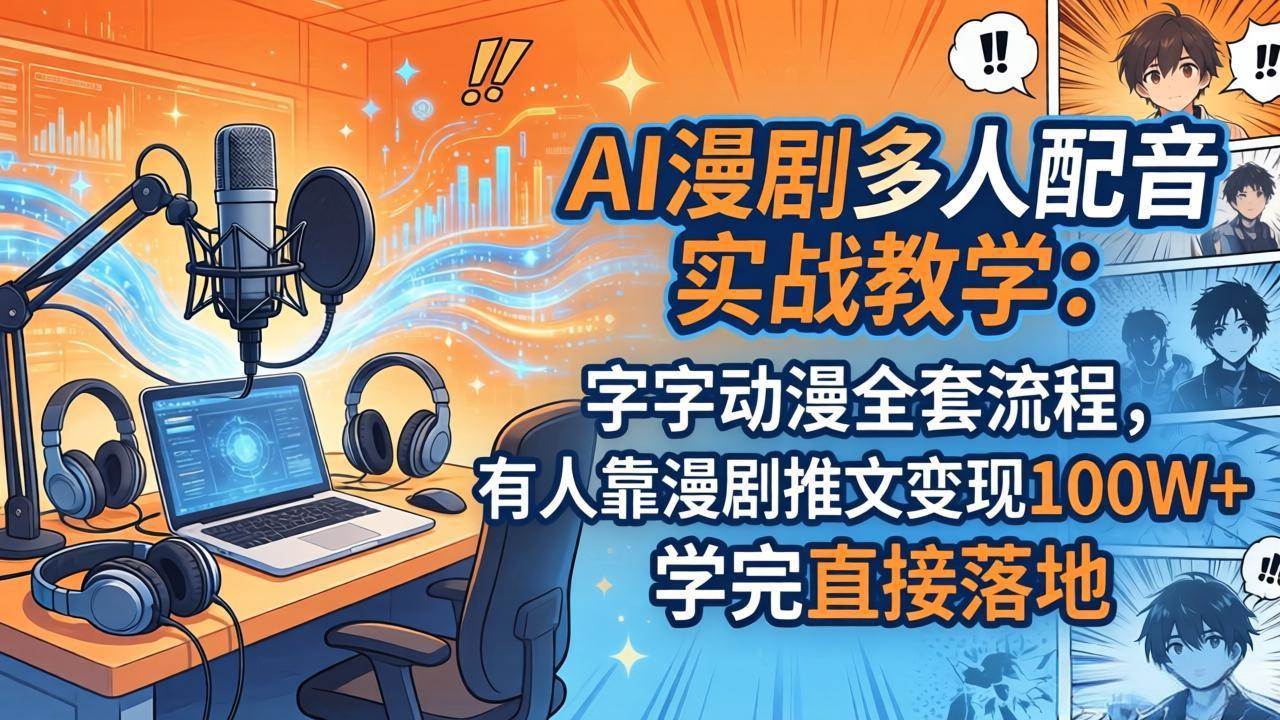 （18060期）AI漫剧多人配音实战教学：字字动漫全套流程，有人靠漫剧推文变现100W+，学完直接落地-安索博客网