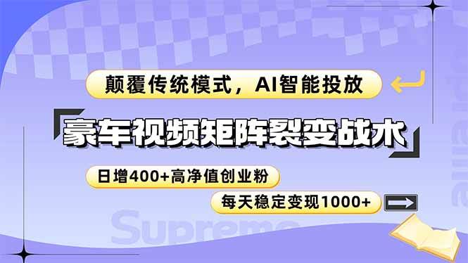 豪车视频矩阵裂变新玩法，颠覆传统套路，AI自动投放，每天引流400+高净值创业人群-安索博客网