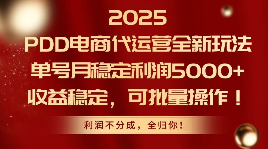 2025年PDD代运营新玩法，单号月赚5000+，稳得很，还能批量搞-安索博客网