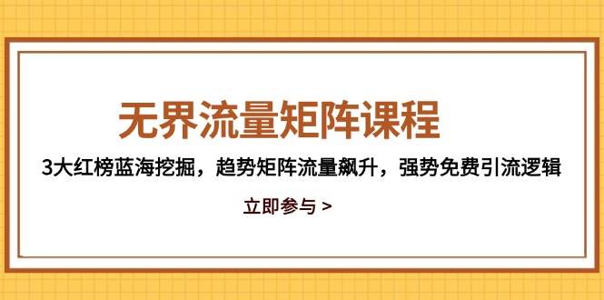 （14763期）无界流量矩阵课程：3大红榜蓝海挖掘，趋势矩阵流量飙升，强势免费引流逻辑-安索博客网