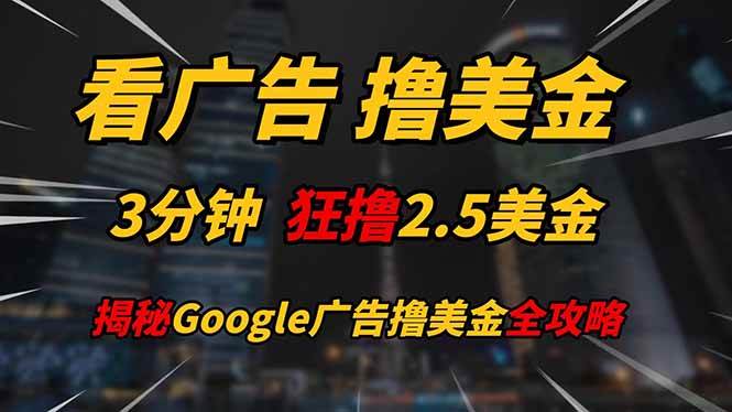 （14701期）刷广告赚美金！3分钟进账2.5美金，一天200美金不是梦！带你揭秘Google…-安索博客网