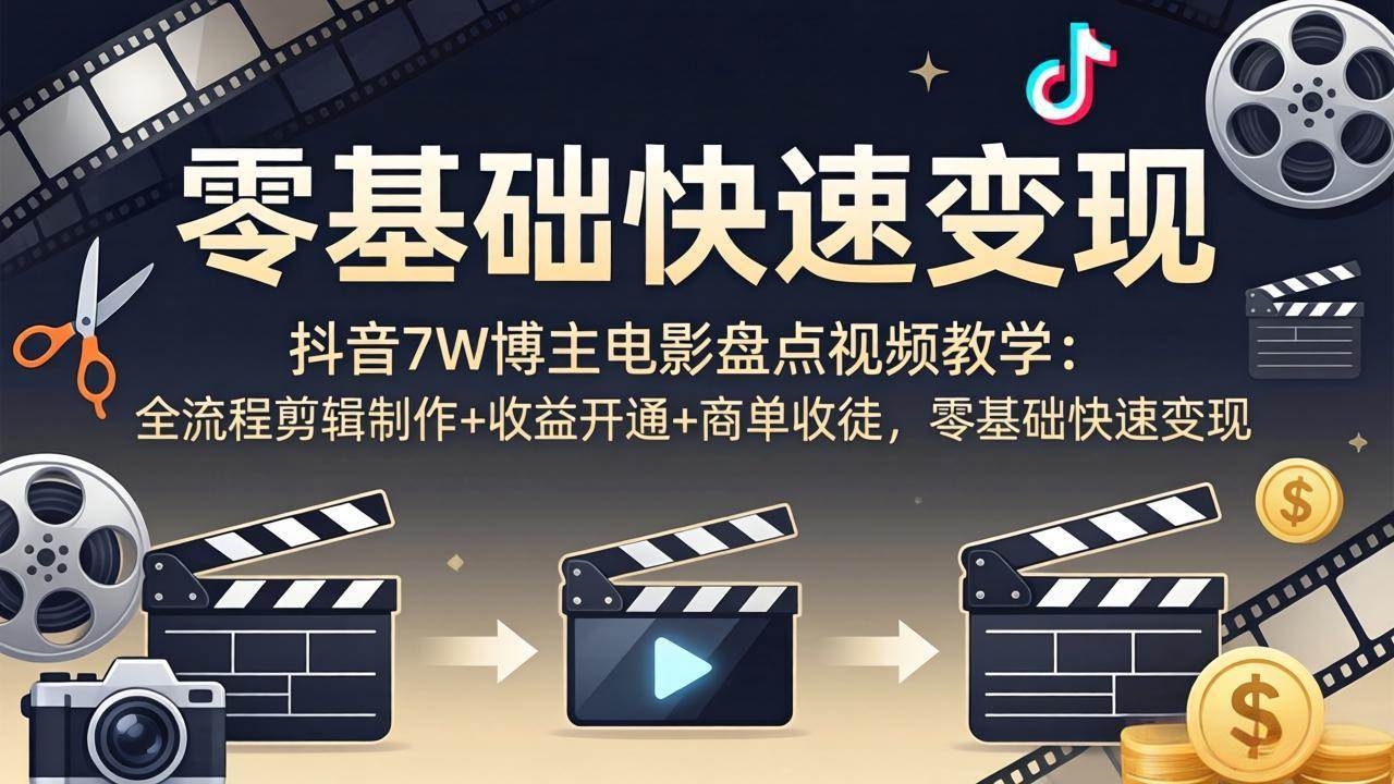 抖音7万粉博主亲授！电影盘点视频从零到赚钱全攻略-安索博客网