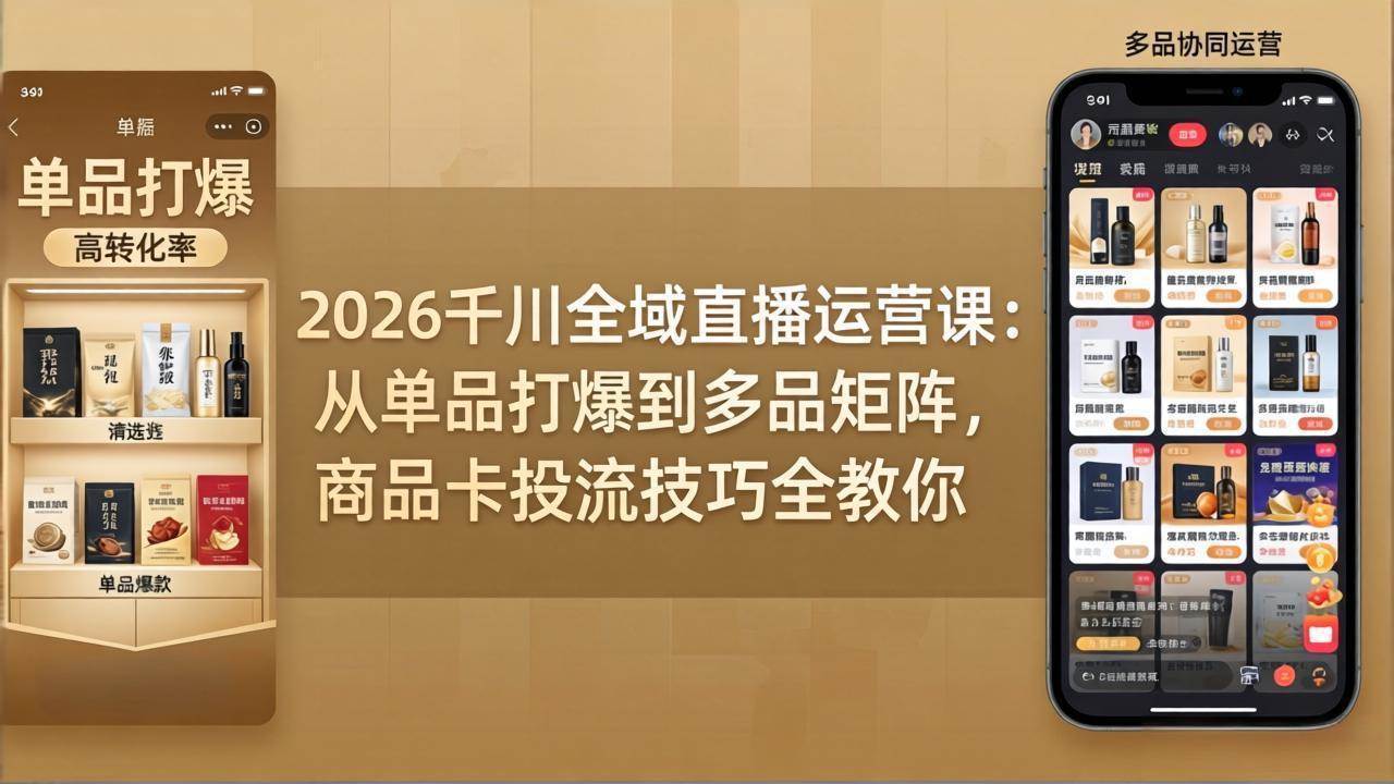 2026千川全域直播运营课：教你从单品打到爆，玩转多品矩阵和商品卡投流-安索博客网