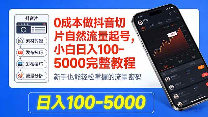 （18024期）0成本搞抖音切片，自然流量就能起号，小白日赚100-5000，全套教程-安索博客网
