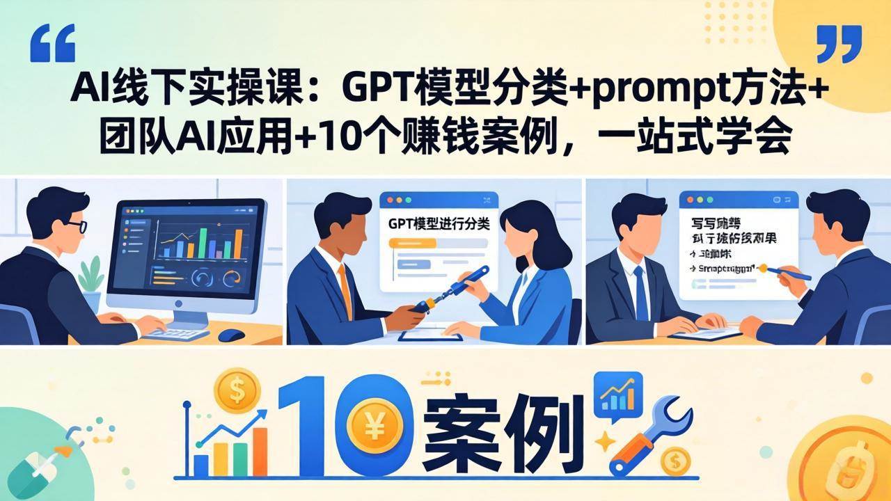 （18017期）AI线下实操课：手把手教你用GPT模型，分类、提示词、团队玩法、10个赚钱案例，一次搞定-安索博客网