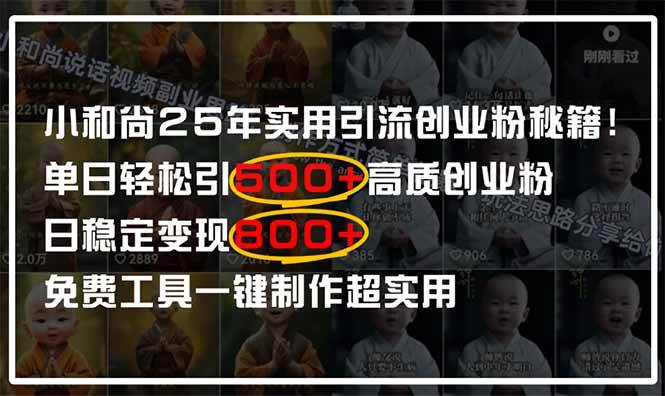 小和尚2025年引流秘诀！一天轻松拉500+创业粉，变现800+，操作超简单-安索博客网