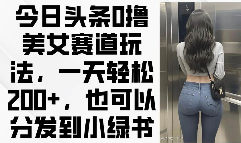 （14393期）今日头条0撸美女赛道玩法，一天轻松200+，也能发到小绿书-安索博客网