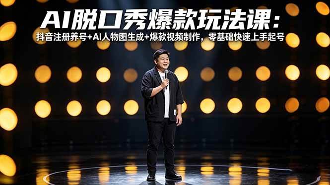 （18012期）AI脱口秀爆款玩法课：抖音注册养号+AI人物图生成+爆款视频制作，零基础也能轻松上手起号-安索博客网