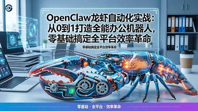 17996期 OpenClaw龙虾自动化实战：从0到1，手把手教你造一个全能办公机器人，零基础也能搞定全平台效率革命-安索博客网
