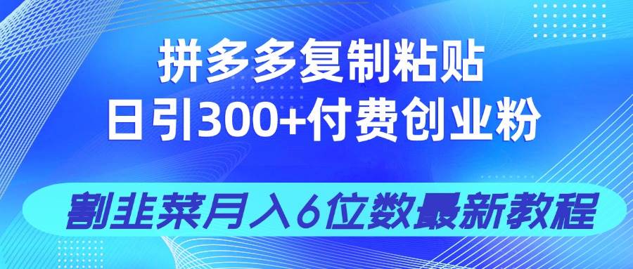 拼多多复制粘贴，每天引300+付费创业粉，割韭菜月入6万，这教程真香！-安索博客网