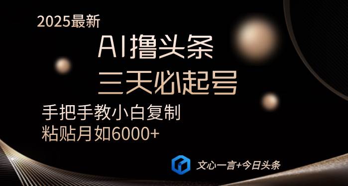 （14102期）3天起号不是梦！AI撸头条，小白复制粘贴也能月入6000+-安索博客网