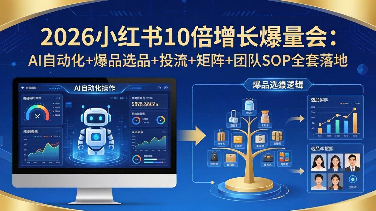 2026小红书10倍增长爆量会：AI自动化+爆品选品+投流+矩阵+团队SOP全套落地-安索博客网