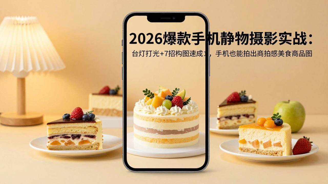 (17960期) 2026爆款手机静物摄影实战：台灯打光+7招构图速成，手机也能拍出商拍感美食商品图-安索博客网
