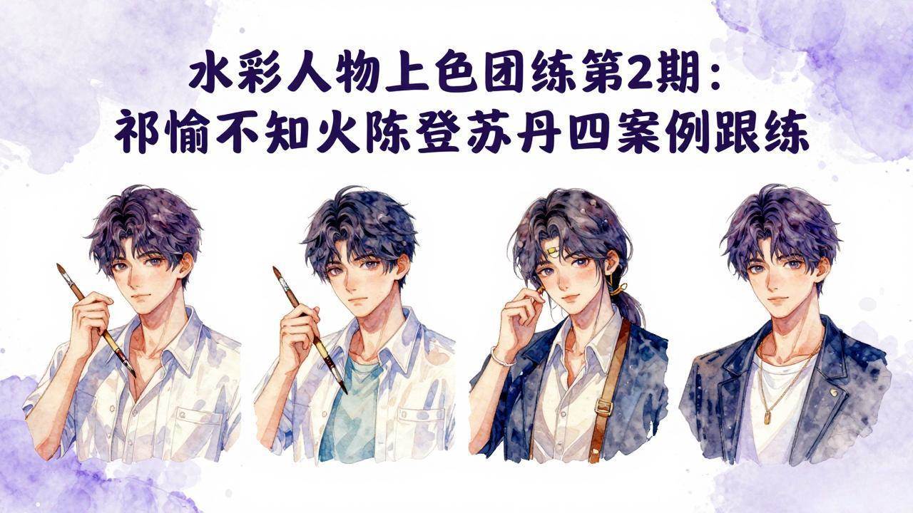 （17954期）水彩人物上色团练第2期：用祁煜、不知火、陈登、苏丹四个案例，手把手带你提升绘画水平-安索博客网