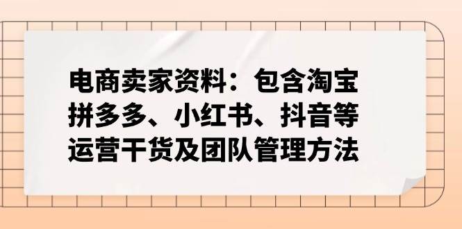 （14354期）电商卖家干货合集：淘宝、拼多多、小红书、抖音运营秘籍+团队管理心得-安索博客网
