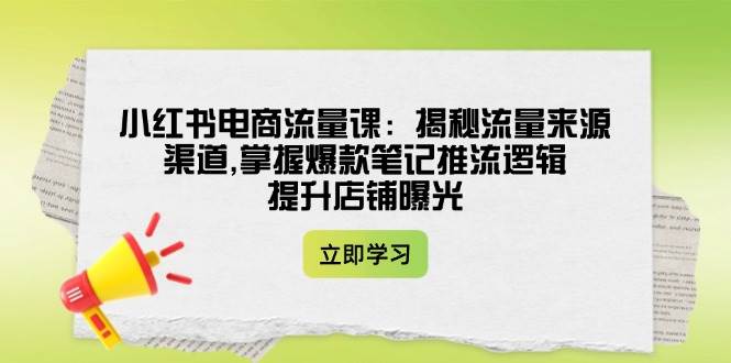 小红书电商流量课：轻松搞懂流量从哪来，爆款笔记怎么推，让店铺曝光翻倍-安索博客网