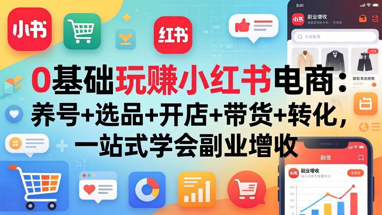 0基础也能玩转小红书电商：养号、选品、开店、带货、转化，一站式搞定副业赚钱-安索博客网