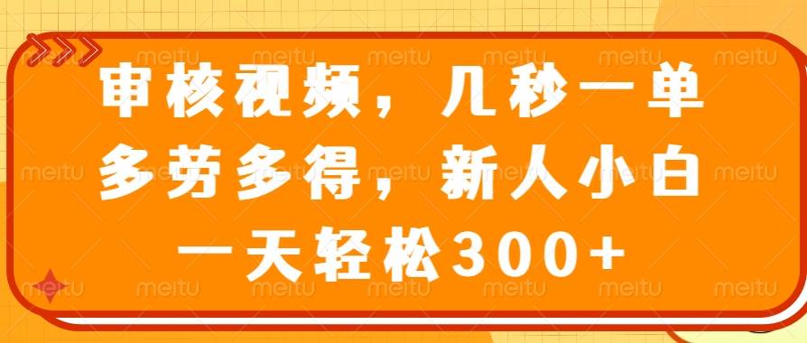 审核视频，几秒一单，干得越多赚得越多，新手小白一天也能轻松300+-安索博客网